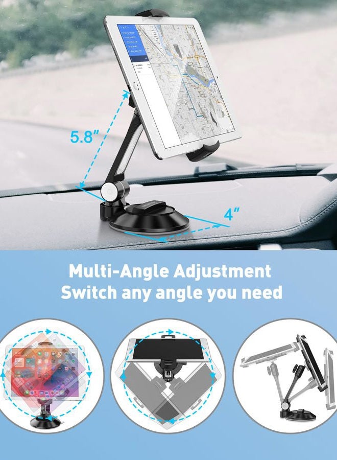 AboveTEK iPad Suction Mount, Phone Tablet Stand Holder with Suction Cup Fits 4"-11" Tablet/Phone/iPad Mini/Air, Sticky iPads Mount on Window Bathroom Mirror, for Car Truck Windshield Boat (Black) - Image 5