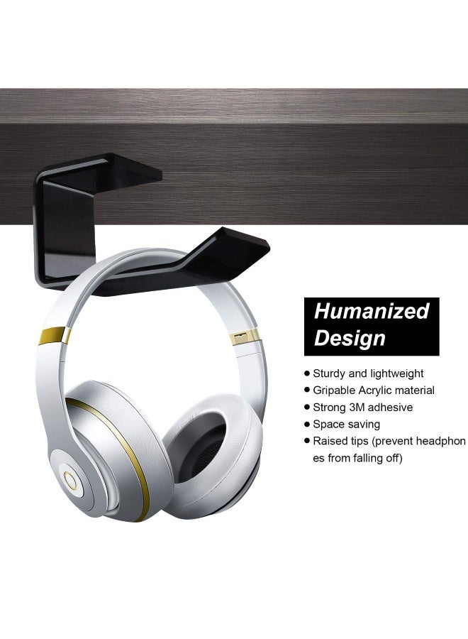 Headphone Stand Hook, 2pcs Under Desk Stick-On Universal Headset Mount Hanger Earphone Holder Mount for Gaming Headphones, Earphones, Beats, Sony, Sennheiser, AKG, Bose - Image 2