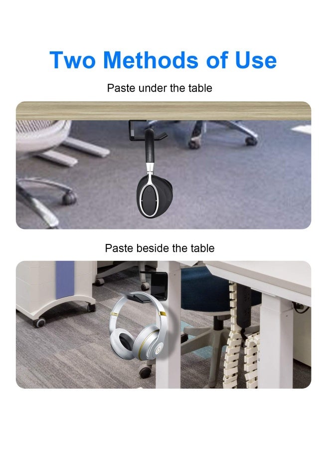 Headphone Stand Hook, 2pcs Under Desk Stick-On Universal Headset Mount Hanger Earphone Holder Mount for Gaming Headphones, Earphones, Beats, Sony, Sennheiser, AKG, Bose - Image 4