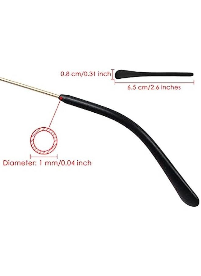 Generic Eyeglass Metal Frame End Tips 6 Pairs Silicone Ear Sock Pieces Tubes Anti-slip Replacement Glasses Ear Cushion for Thin Metal Eyeglass Legs - Black  - Image 2