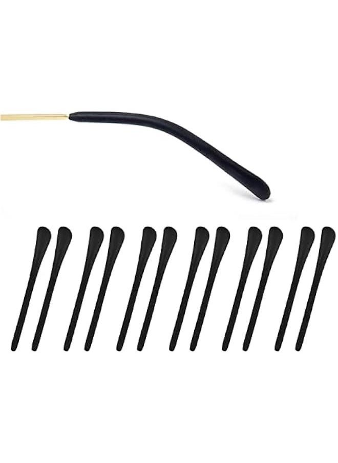 Generic Eyeglass Metal Frame End Tips 6 Pairs Silicone Ear Sock Pieces Tubes Anti-slip Replacement Glasses Ear Cushion for Thin Metal Eyeglass Legs - Black  - Image 1