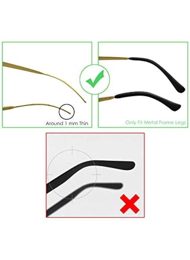 Generic Eyeglass Metal Frame End Tips 6 Pairs Silicone Ear Sock Pieces Tubes Anti-slip Replacement Glasses Ear Cushion for Thin Metal Eyeglass Legs - Black  - Image 3