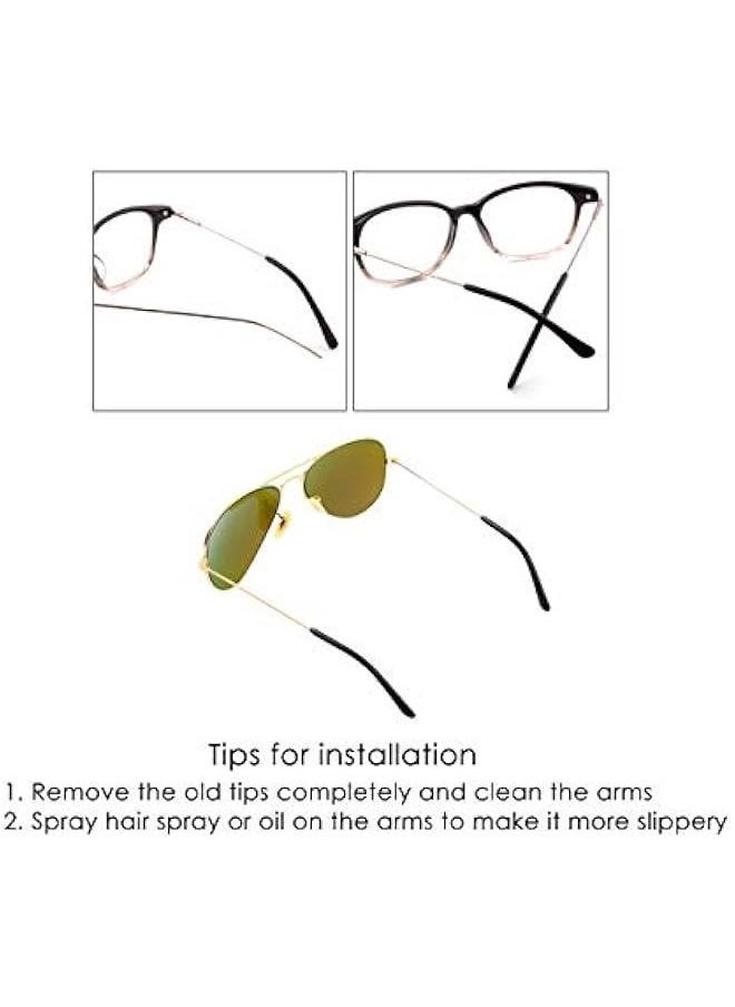 Generic Eyeglass Metal Frame End Tips 6 Pairs Silicone Ear Sock Pieces Tubes Anti-slip Replacement Glasses Ear Cushion for Thin Metal Eyeglass Legs - Black  - Image 4