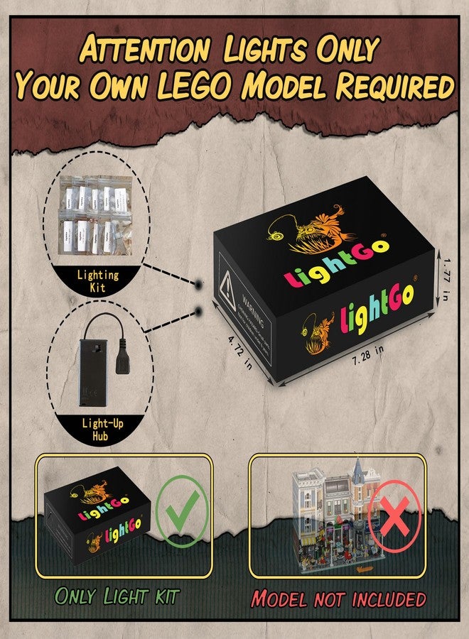 خفيفة الذهاب الأمتعة طقم إضاءة LED من LightGo مصمم لمجموعة بناء Lego 10255 Assembly Square - لا يشمل النموذج (إصدار التحكم عن بعد) - Image 2