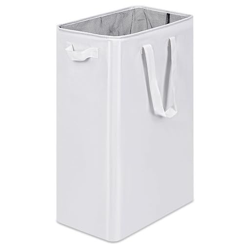 efluky Slim Laundry Basket Narrow Laundry Hamper with Handles Collapsible Dirty Clothes Hamper Tall Laundry Bin for Laundry Room Dorm and Bedroom 127 Gallons75L White - Image 1