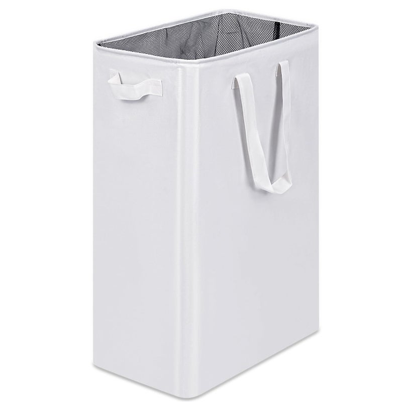 efluky Slim Laundry Basket Narrow Laundry Hamper with Handles Collapsible Dirty Clothes Hamper Tall Laundry Bin for Laundry Room Dorm and Bedroom 127 Gallons75L White - Image 2