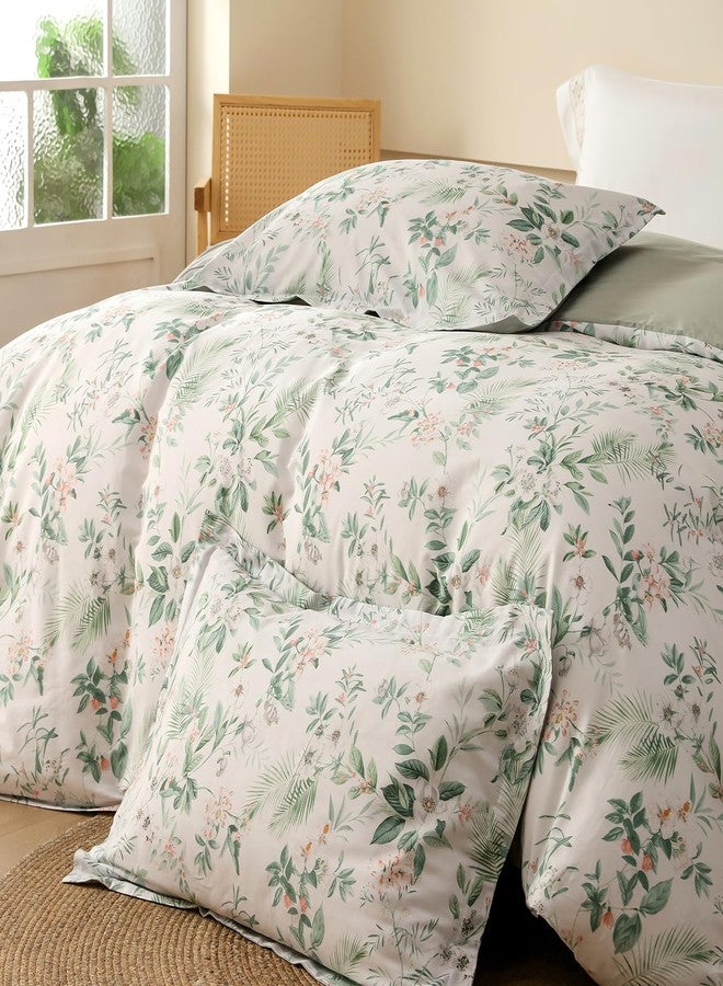 OAITE Duvet Cover Set,100% Cotton Comforter Cover with Floral Pattern Duvet Cover Set,Soft Bedding Set Includes with 3 Piece (2 Pillow Shams,1 Duvet Cover) - Image 4