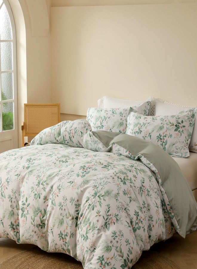 OAITE Duvet Cover Set,100% Cotton Comforter Cover with Floral Pattern Duvet Cover Set,Soft Bedding Set Includes with 3 Piece (2 Pillow Shams,1 Duvet Cover) - Image 2