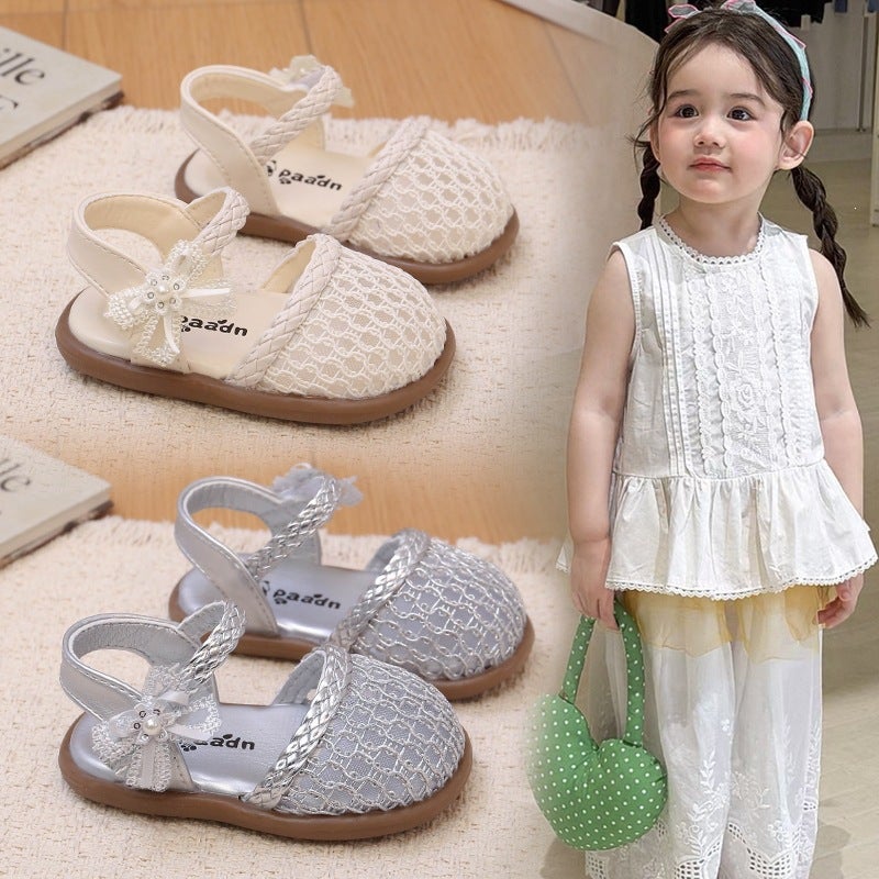 فتيات جوف المنسوجة أغلق إصبع القدم Sandals، طفل فتيات 2026Kids ناعمة بيعت غير انزلاق الأميرة الأحذية للارتداء في الهواء الطلق - Image 2