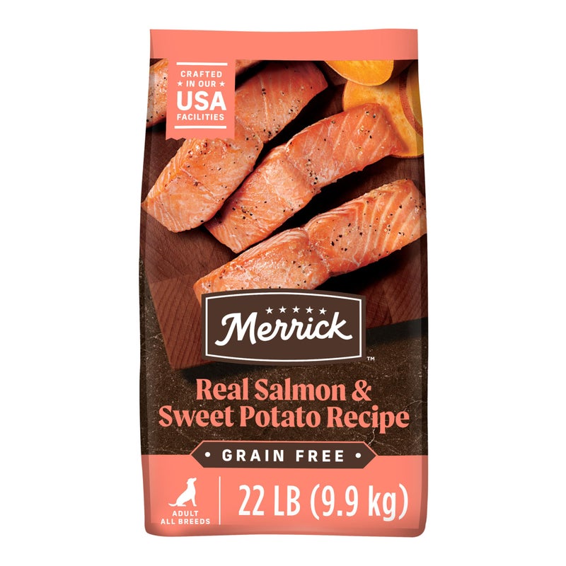 Merrick Premium Grain Free Dry Adult Dog Food, Wholesome And Natural Kibble With Real Salmon And Sweet Potato - 22.0 lb. Bag - Image 1