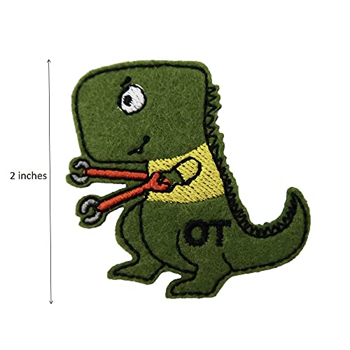 ReelFun Dinosaur OT Occupational Therapist Embroidered Iron On Patch Doctor Gift - Image 2