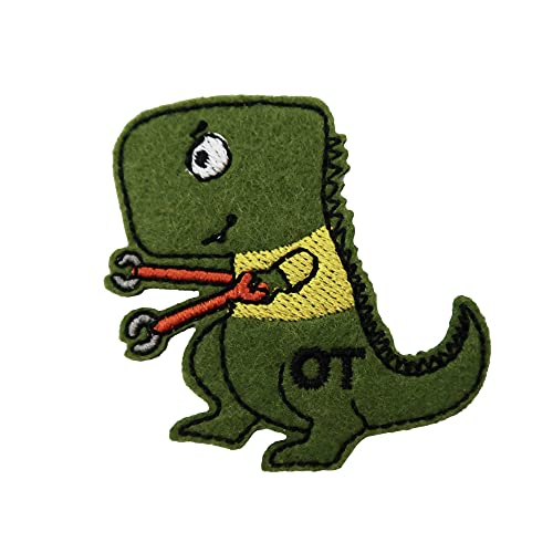 ReelFun Dinosaur OT Occupational Therapist Embroidered Iron On Patch Doctor Gift - Image 1