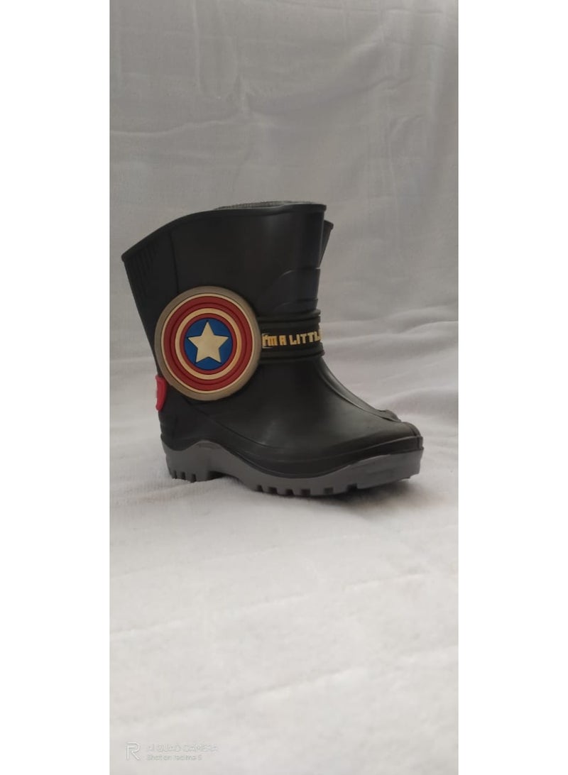 Kids Silicone Rain Boots – Black, Waterproof (Size 26–27)