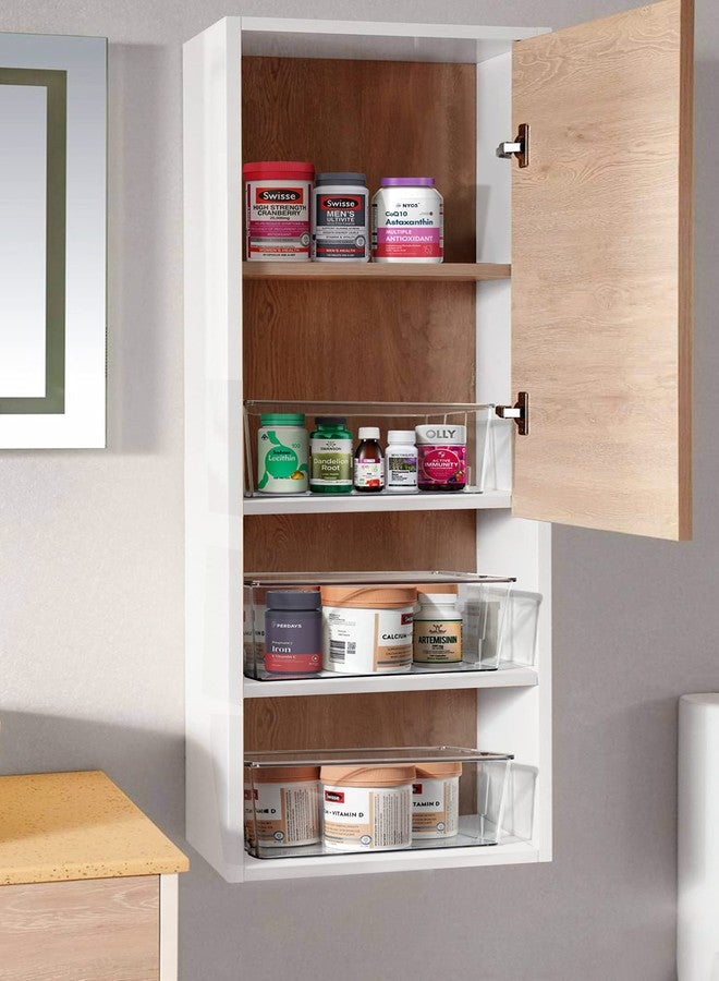Hudgan Clear Plastic Storage Organizer Bins with Acrylic Lids for Home Office, Kitchen, Cupboard, Pantry Shelves, Medicine Cabinet, Craft Rooms - 4.5-Inches Tall - 4 Pack - Image 5