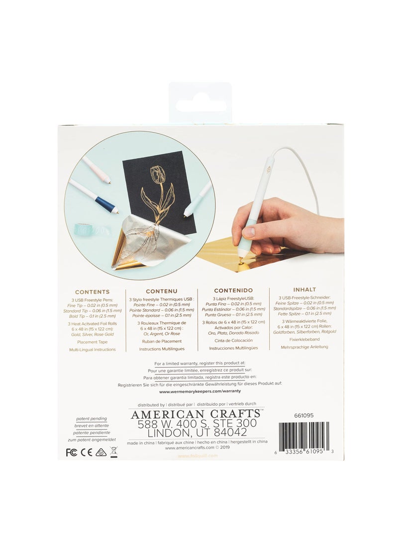 We R Memory Keepers We R Memory Keepers Foil Quill Tool Freestyle Starter Kit, Includes Fine, Standard, and Bold Tip Pens, Foil Rolls in Gold, Silver, Copper, and Placement Tape DIY Scrapbooks, Journals, Planners, Cards  - Image 3