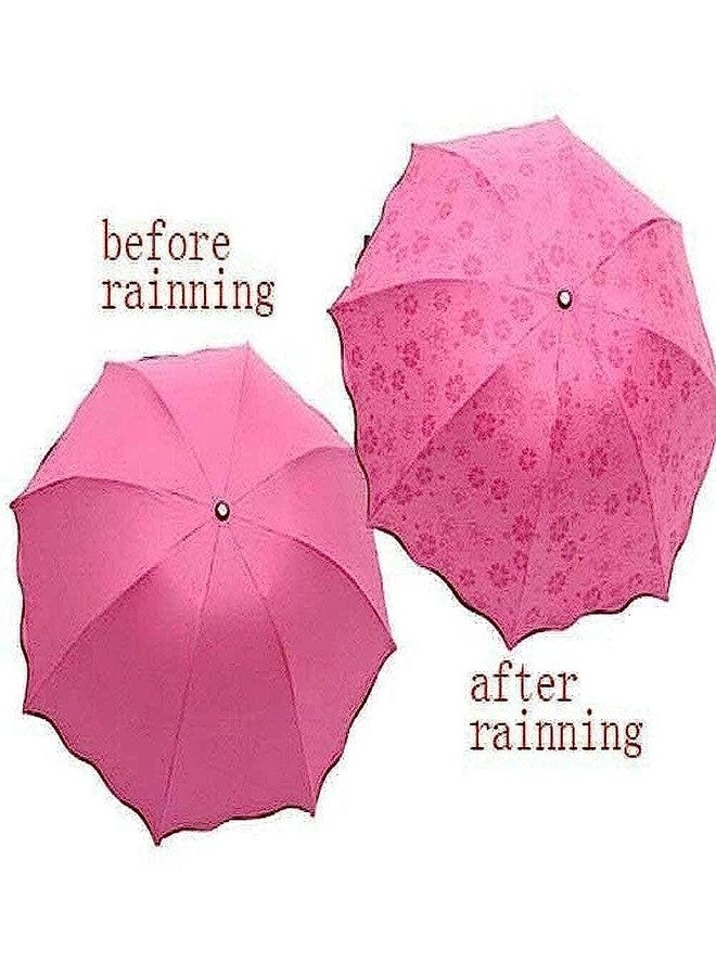 نيرفيك مظلة نيرفيك السحرية الفاخرة، تتغير أزهارها السرية مع الماء، مطبوعة بطابع سحري، مظلة ثلاثية الطي للبنات والنساء والأولاد والرجال والأطفال، للحماية من الأشعة فوق البنفسجية والشمس والمطر (لون عشوائي). - Image 4