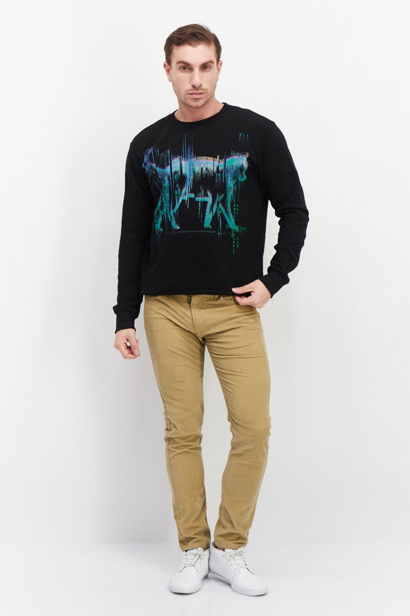 DIFUZED Men Long Sleeve Graphic Print Sweatshirt, Black Combo - Image 2