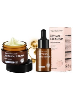 Vibrant Glamour Anti Aging Retinol Cream & Retinol Eye Serum Reduce Wrinkles & Rejuvenate Skin, Anti Aging Firming Moisturizers, Remove Age Spots, Dark Circles & Puffiness (1 Set)