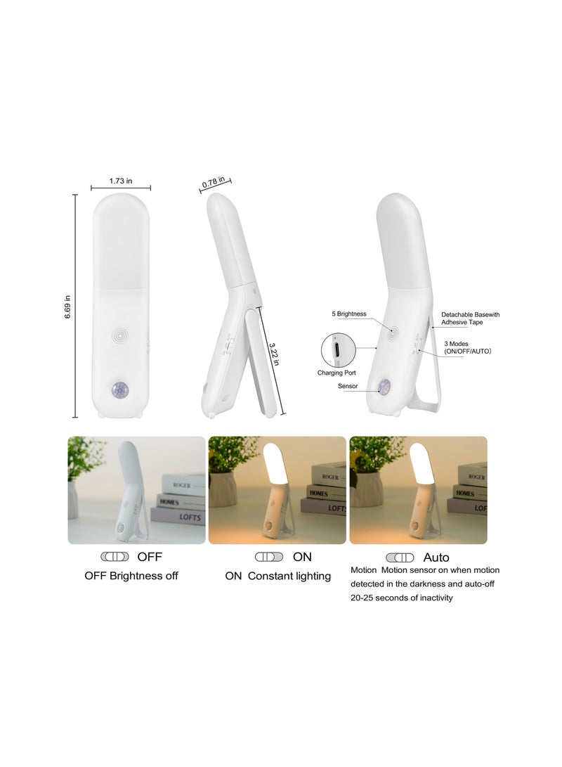 Motion Sensor Night Light, Dimmable Light with Touch Control, 270°Rotation Wall Mounted Rechargeable Portable for Bedroom, Cabinet (with 3 Color & 10 Brightness) - Image 3