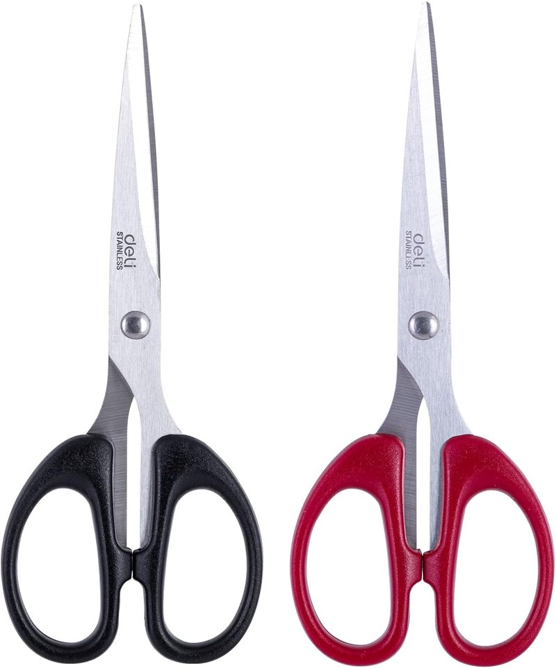 Deli E6034 Scissors, 160 mm -  Assorted Color Comfortable Grip, Stainless Steel Blades - Image 1