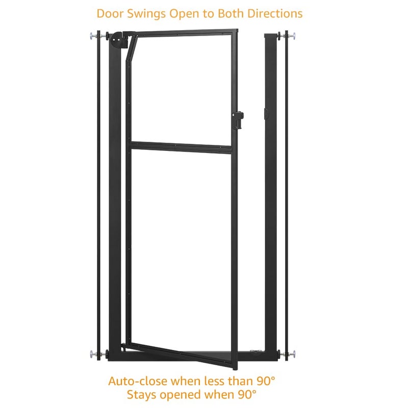 unipaws 56" Extra Tall Pet Gate, Clear Transparent Tall Cat Gate, 29.5-33.5" Wide No Drilling Pressure Mounted Dog Gate for Doorway, Hallway, Stairs, Black - Image 5