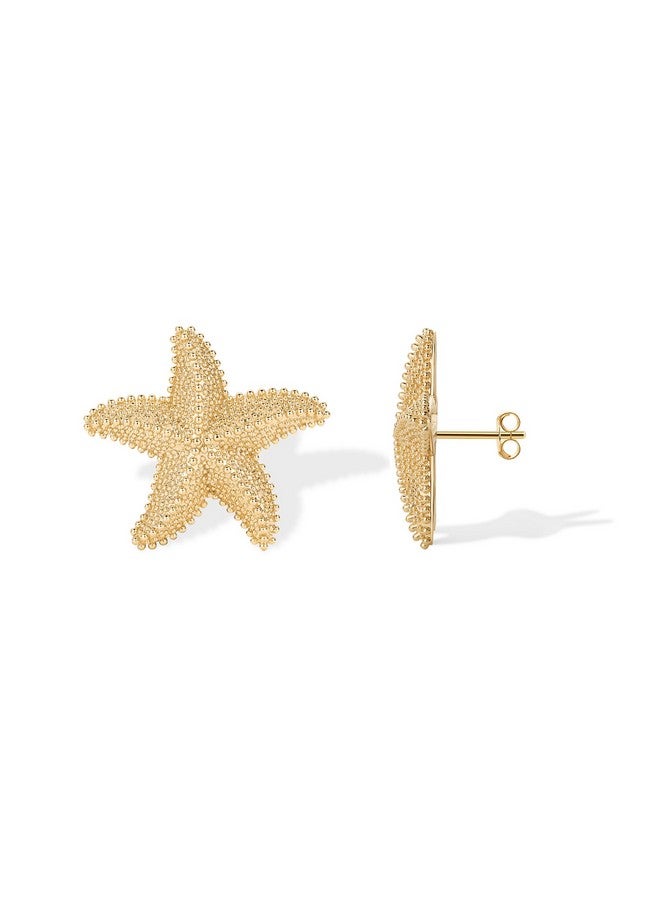 PAVOI PAVOI 14K Yellow Gold Plated Sterling Silver Posts Starfish Statement Earrings for Women | Chunky Ocean Starfish Stud Earrings | Hypoallergenic Jewelry - Image 1
