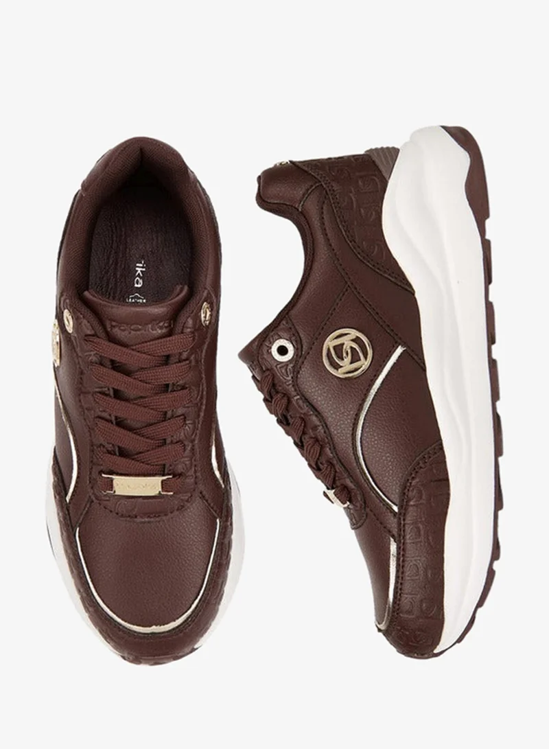 Paprika Textured Lace-Up Sneakers