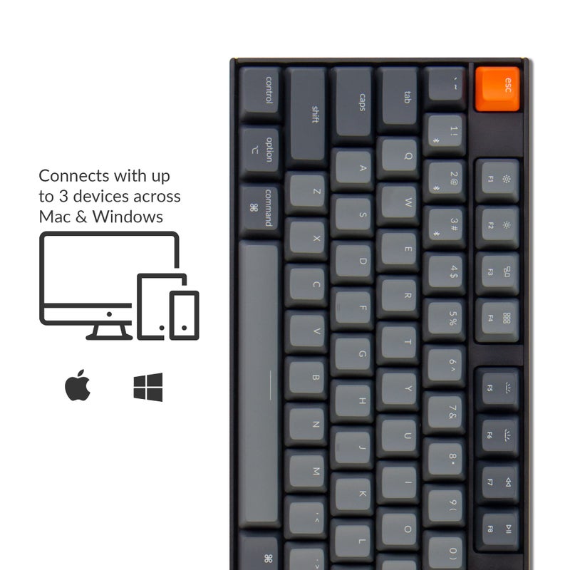 Keychron K10 Full Size Layout White LED Backlit Hot-Swappable Mechanical Keyboard for Mac Windows, Multitasking 104-Key Bluetooth Wireless/USB Wired Computer Keyboard with Gateron G Pro Red Switch - Image 3