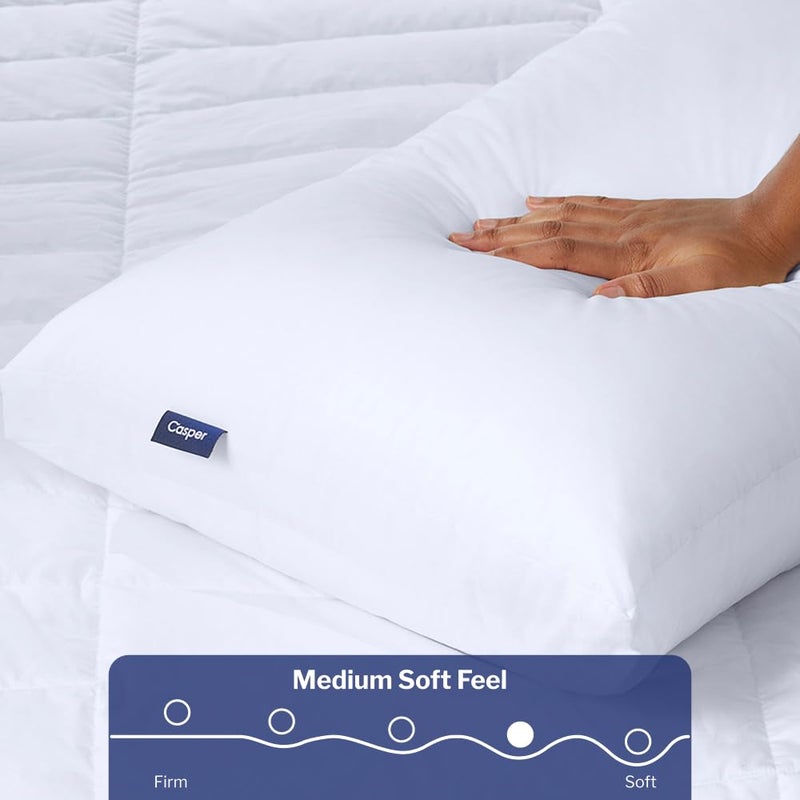 Casper Sleep Original Pillow 2-Pack, King Size â€“ Medium Soft Feel, Down-Alternative Fill, Supports Side, Back & Stomach Sleepers, Neck Pain Relief, Machine Washable - Image 3