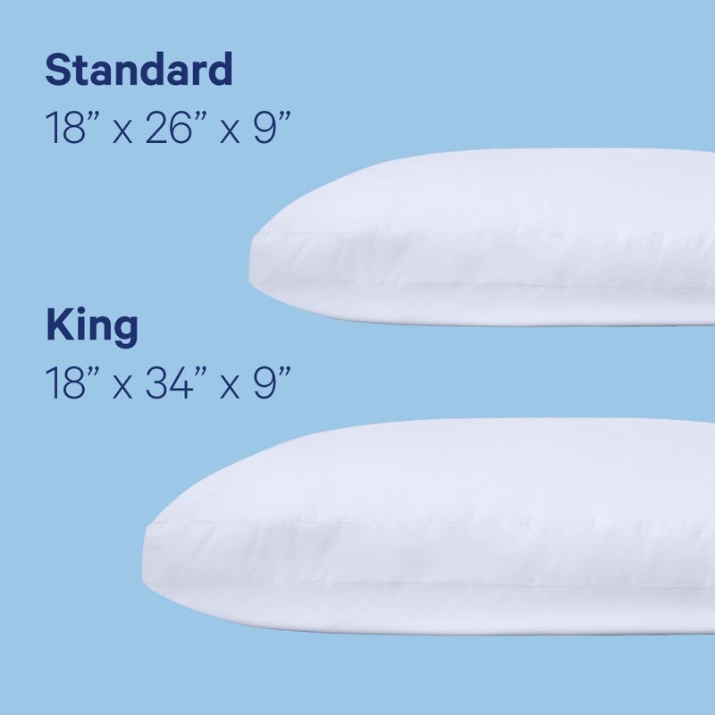 Casper Sleep Original Pillow 2-Pack, King Size â€“ Medium Soft Feel, Down-Alternative Fill, Supports Side, Back & Stomach Sleepers, Neck Pain Relief, Machine Washable - Image 5