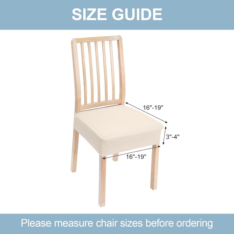 smiry Stretch Jacquard Seat Covers for Dining Room Chairs Set of 6, Removable Washable Chair Seat Protector Slipcovers, No Rear Covers, Beige - Image 5