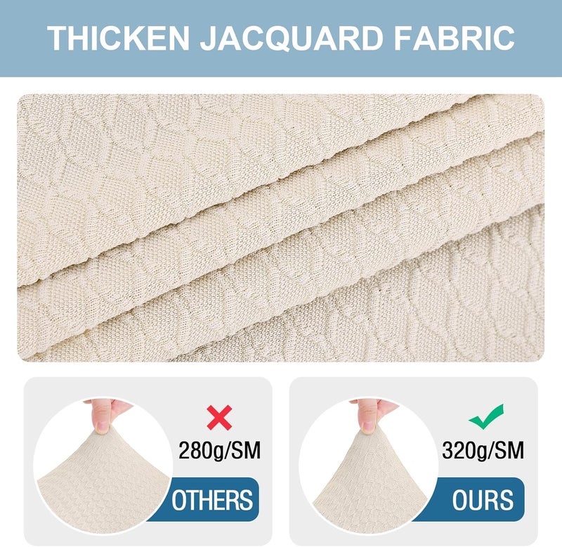 smiry Stretch Jacquard Seat Covers for Dining Room Chairs Set of 6, Removable Washable Chair Seat Protector Slipcovers, No Rear Covers, Beige - Image 2