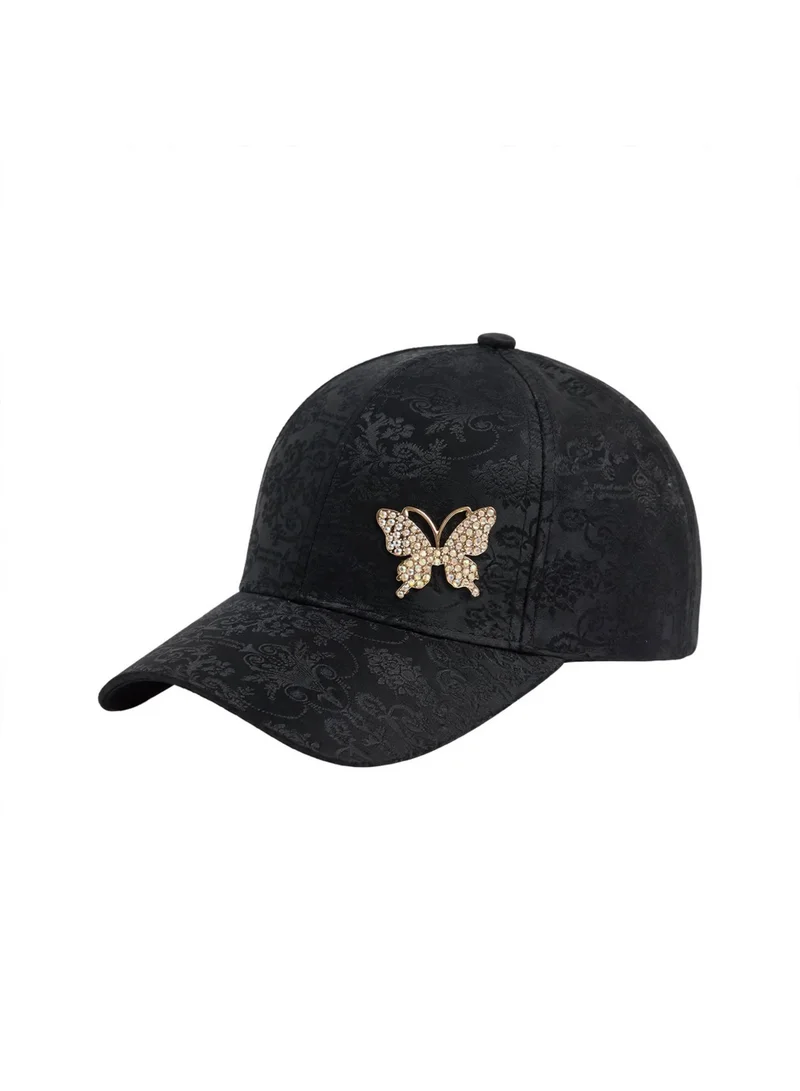 Mobcos Women's Luxury Embellished Baseball Cap, Elegant Adjustable Fashion Hat for Casual Wear & Travel | Golden Charm