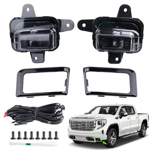 KAMDKI LED Fog Light Set 5pcs Compatible for 2022 2023 2024 GMC Sierra 1500 Front Bumper Lamp Assembly With Wire Harness Bulbs Cover Bezels GM2593338 GM259233 GM1039290 GM1038290 - Image 1