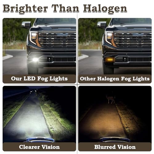 KAMDKI LED Fog Light Set 5pcs Compatible for 2022 2023 2024 GMC Sierra 1500 Front Bumper Lamp Assembly With Wire Harness Bulbs Cover Bezels GM2593338 GM259233 GM1039290 GM1038290 - Image 2