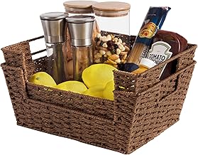 StorageWorks Pantry Storage Basket, Hand-Woven Open-Front Bin with Handles, Brown, 13.8Ã¢â‚¬Â x 11Ã¢â‚¬Â x - Image 1