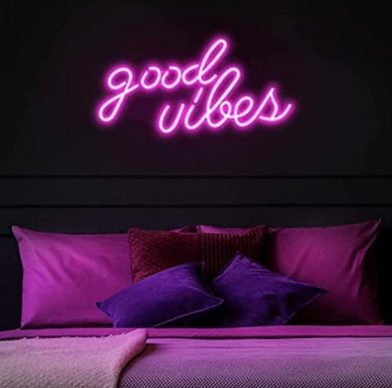 NEON SIGNS INDIA NEON SIGNS INDIA Good Vibes Neon 6X12 Inches Pink Led Signs Lights For Bedroom Wall Signs Game Room Decor Party Bar Decor 161 X 83 Inch  - Image 3