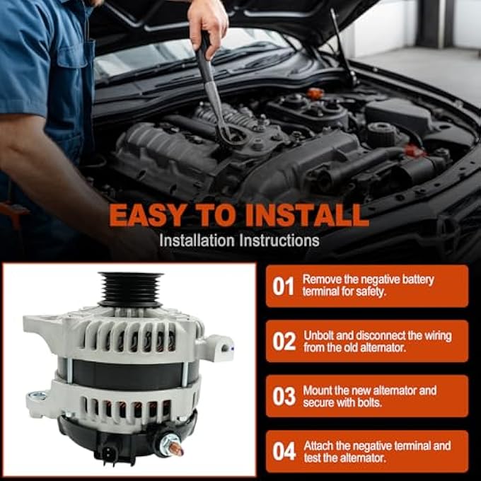 WELLBOX Alternator for Dodge Grand Caravan 2008-2010, for Chrysler Town & Country 2008-2010, Voyager 2008, for Jeep Wrangler 2007-2008, VW Routan 2009-2010 3.3L 3.8L, 160Amp CW 12V OE 7B0903015, 90-29-5700 - Image 5