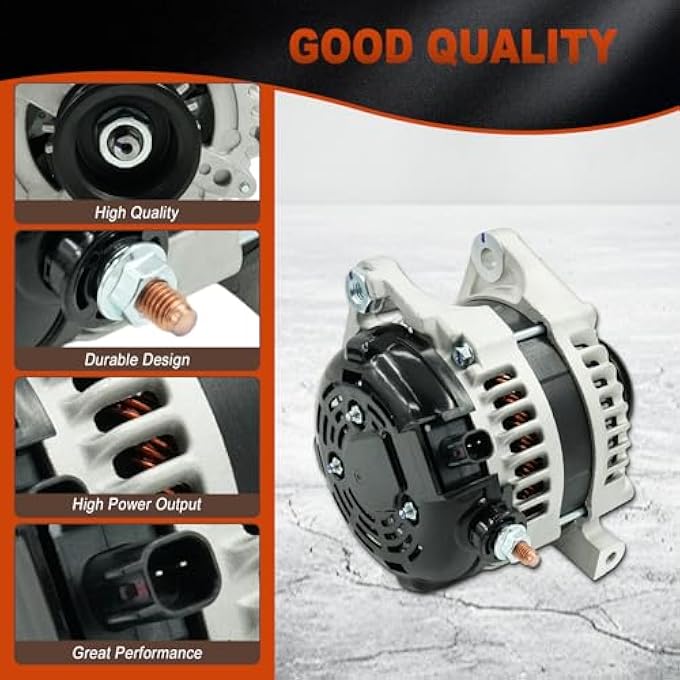 WELLBOX Alternator for Dodge Grand Caravan 2008-2010, for Chrysler Town & Country 2008-2010, Voyager 2008, for Jeep Wrangler 2007-2008, VW Routan 2009-2010 3.3L 3.8L, 160Amp CW 12V OE 7B0903015, 90-29-5700 - Image 3