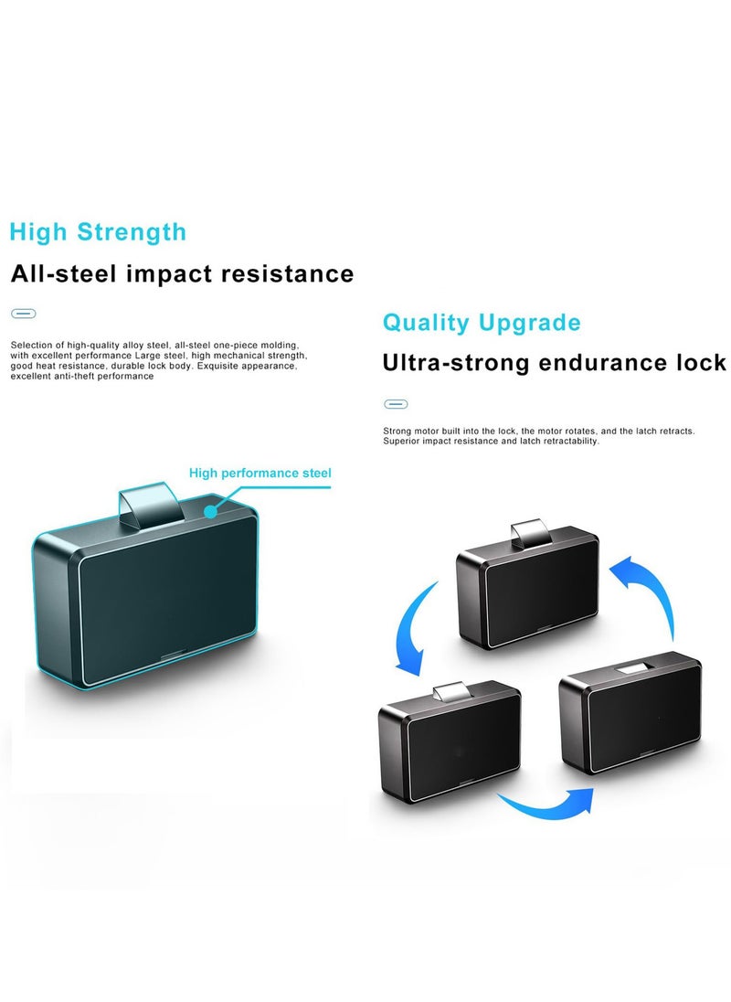 SYOSI Fingerprint Drawer Lock Leather Element Smart Biometric Rechargeable Cabinet Lock Keyless Hidden File Drawer Wardrobe Lock for Valuable Private Storage Home or Office Storage etcBlack  - Image 2