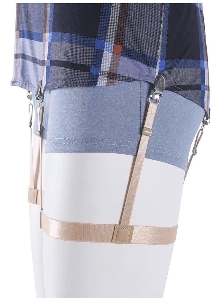 Shirt Holder Strap with Non-Slip Locking Clip,Adjustable Shirt Stays, Beige - Image 2