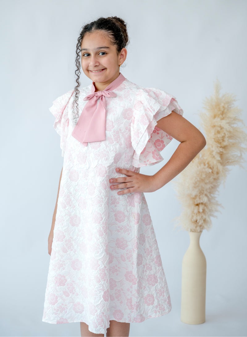 لالينا فستان زهري بفيونكة زهر - Image 2