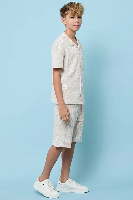 R&B Patterned Shirt and Shorts Set
