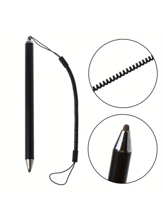 1PC Anti Lost Lanyard Touch Screen Stylus Pen Fiber Tip Micro Mesh For Smartphone Tablet Black No Battery Required - Image 1