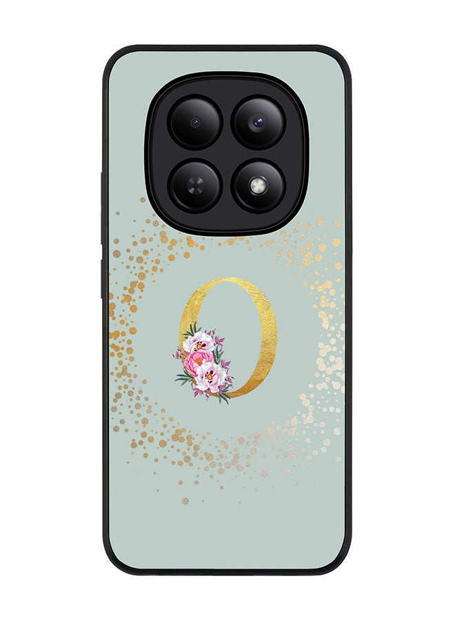 For Xiaomi Redmi Note 15 4G Case,Slim fit Camera Protection, Shockproof Thin Phone cover  - Custom Monogram Floral - O  (Light Grey )