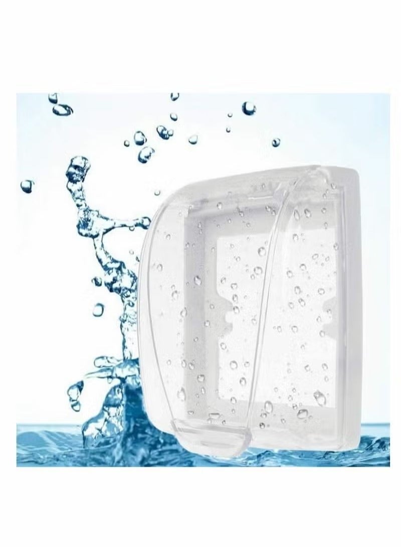 Wall Switch Waterproof Cover Box, Suprcrne Universal Plug Socket Cover, Wall Light Panel Socket Doorbell Flip Cap Cover, Home Bathroom Kitchen Accessory Plastic Clear 2 Pcs  - Image 2
