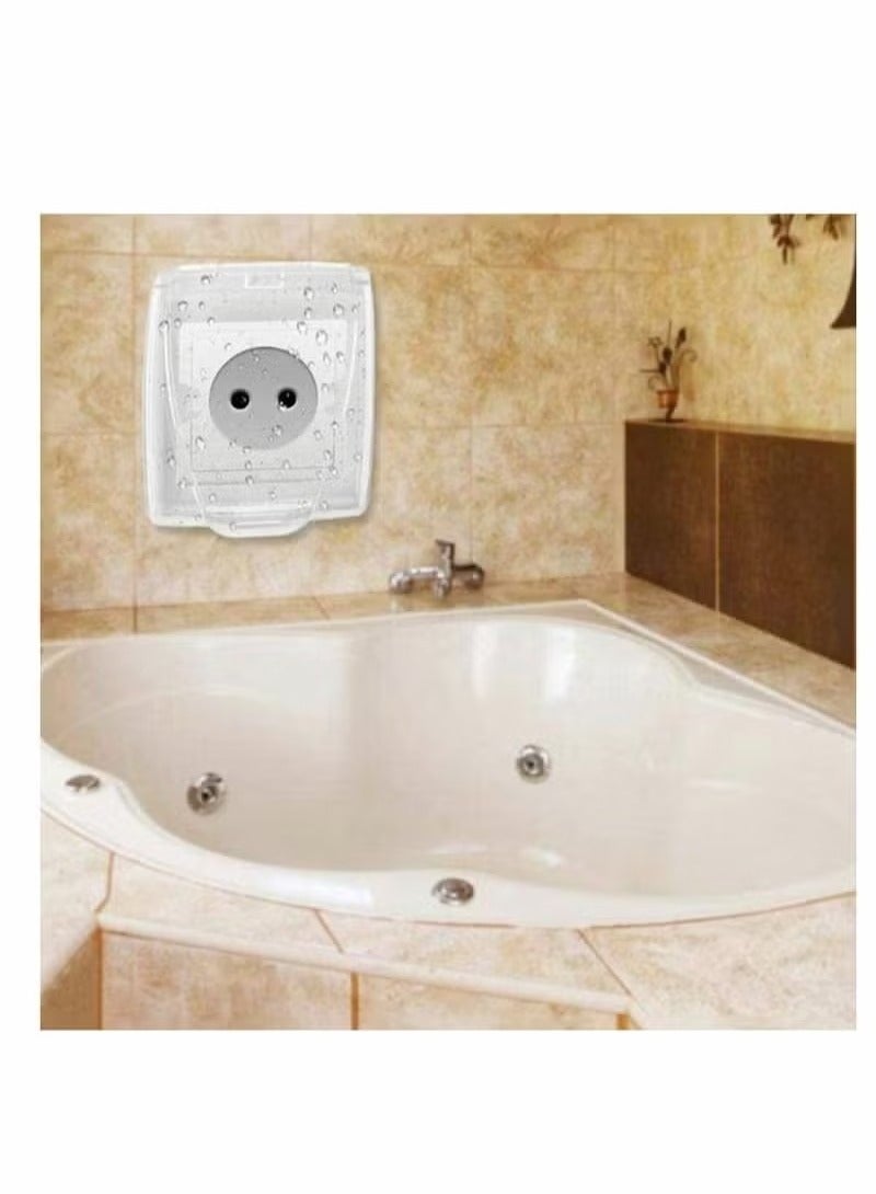 Wall Switch Waterproof Cover Box, Suprcrne Universal Plug Socket Cover, Wall Light Panel Socket Doorbell Flip Cap Cover, Home Bathroom Kitchen Accessory Plastic Clear 2 Pcs  - Image 4