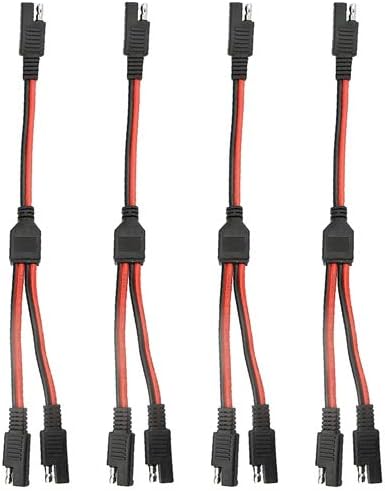 WMYCONGCONG 4 قطع موصل كابل طاقة السيارات SAE Y Splitter 11 بوصة 14AWG SAE 1 إلى 2 كابل تمديد سريع الإطلاق فصل سريع لشحن طاقة السيارات للوحة الشمسية - Image 1