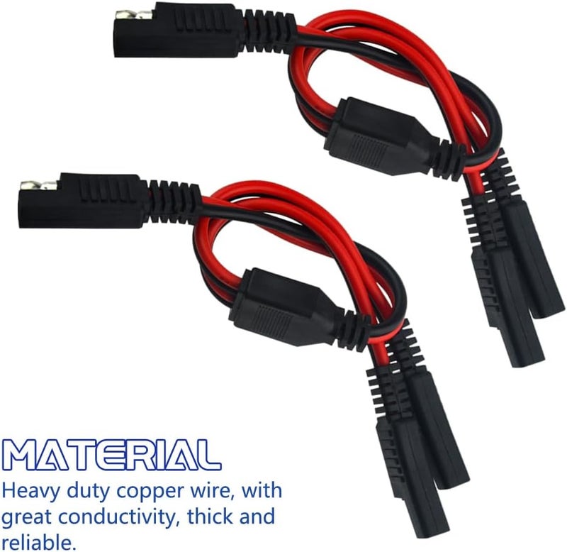 WMYCONGCONG 4 قطع موصل كابل طاقة السيارات SAE Y Splitter 11 بوصة 14AWG SAE 1 إلى 2 كابل تمديد سريع الإطلاق فصل سريع لشحن طاقة السيارات للوحة الشمسية - Image 4