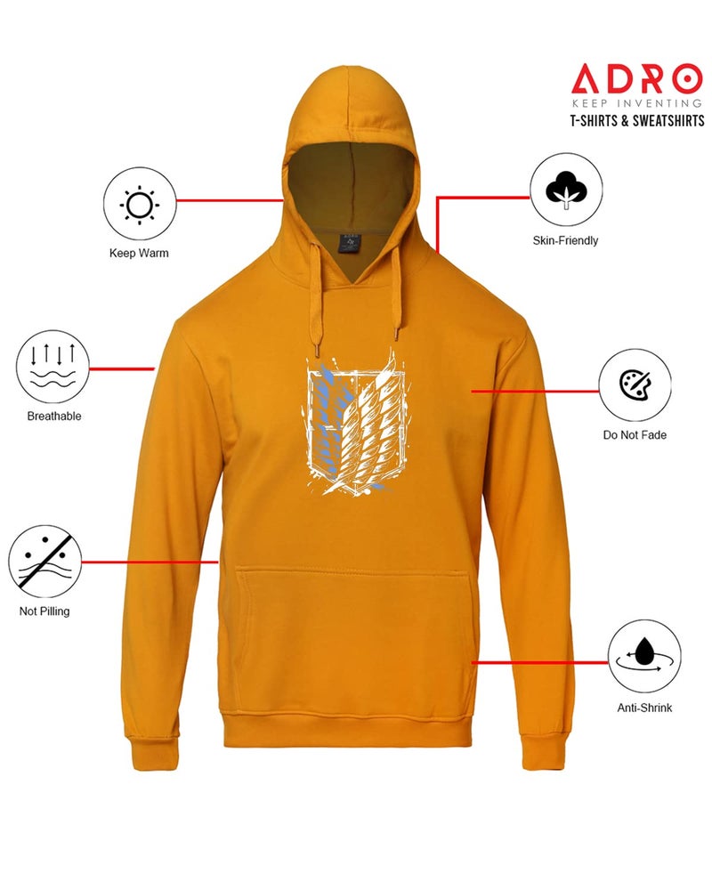 ADRO Men's Cotton Neck Hooded Sweatshirt (H22-1-WINN-MU_Mustard_L) - Image 4